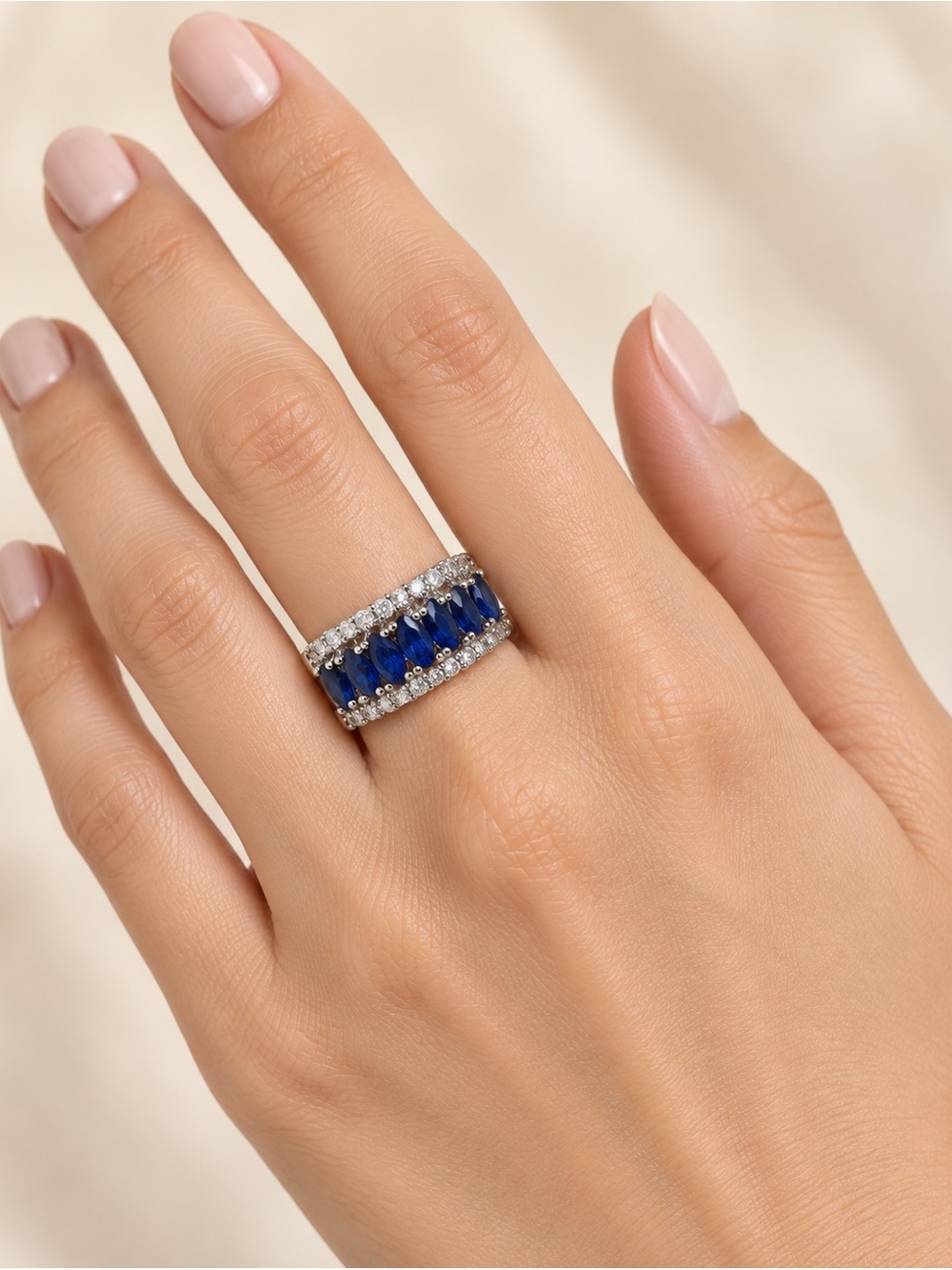 Elegant Silver and Blue Women's Ring size 8 925